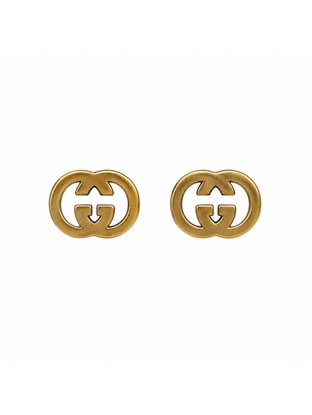Gucci Interlocking GG Logo Stud Earrings – Antique Gold